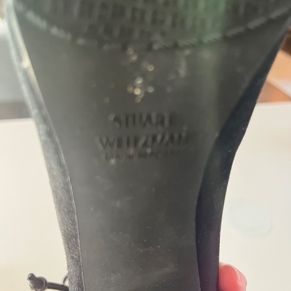Stuart Weitzman Catch Suede Ankle Tie Boots Black - Size 8 - Picture 6 of 13